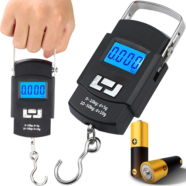 Digitale Handwaage, Kapazität 50 Kg, 4 Stück, Automatische Abschaltung, Schwarz