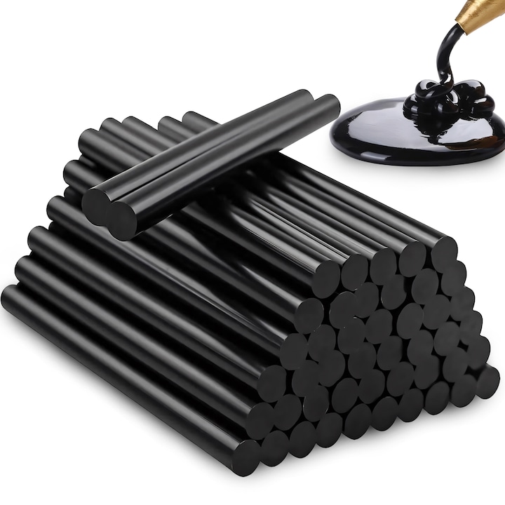 Set Mit 46 Silikon-klebesticks Für Heißklebepistolen, Retoo Fixit, 200 X 11 Mm, Geeignet Für Alle Oberflächen – Holz, Metall, Papier Und Kunststoff, Schwarz