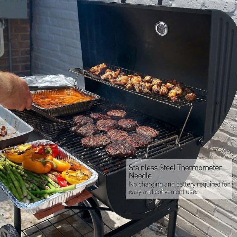 Analoges Thermometer – Zweifarbige Anzeige (celsius/fahrenheit) – Für Grill, Smoker Und Backofen – Messbereich 60 Bis 430 °c – 6-mm-edelstahlsonde – 1 Stück