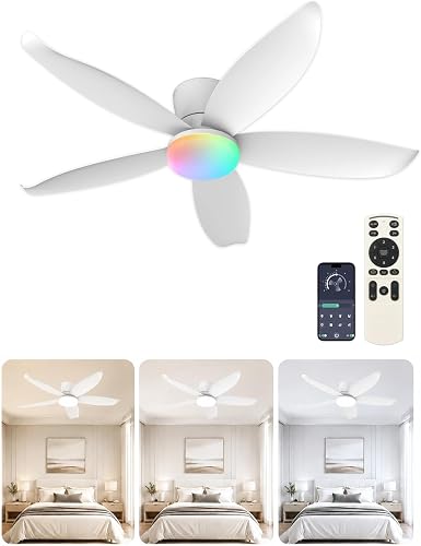 107 Cm Deckenventilator Mit Rgb-beleuchtung, Flache Einbauversion [energieklasse C]