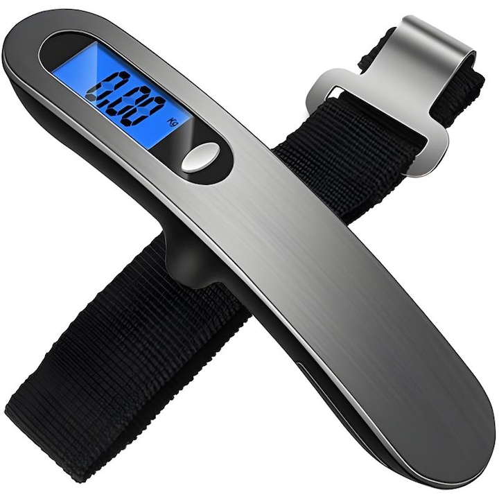 Tragbare Digitale Handgepäckwaage Mit Lcd-anzeige, 50 Kg, Schwarz-silber