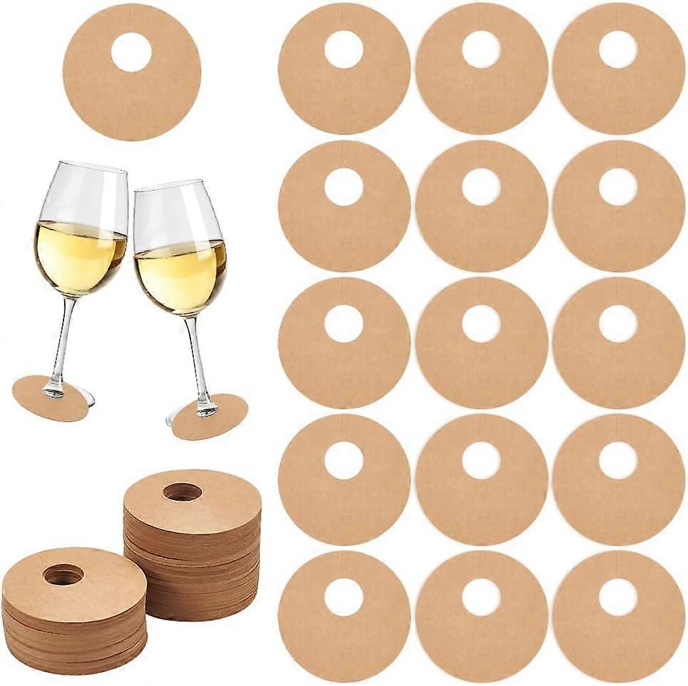 150 Stück Papier-weinglasmarkierer, 7 Cm, Leere Runde Stielglas-getränke-namensschilder, Burlywood/weiß, Einweg-weinetiketten, Getränkeanhänger, Diy-kennzeichnung (fmy)