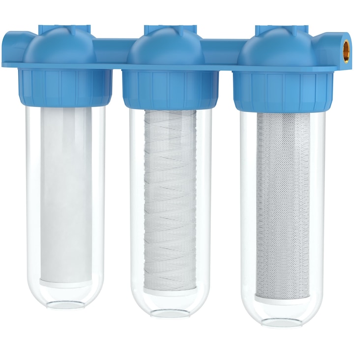 Dreifaches Wasserfiltersystem, Wessper Triplemax 1", Mit Aktivkohle/baumwolle/sieb