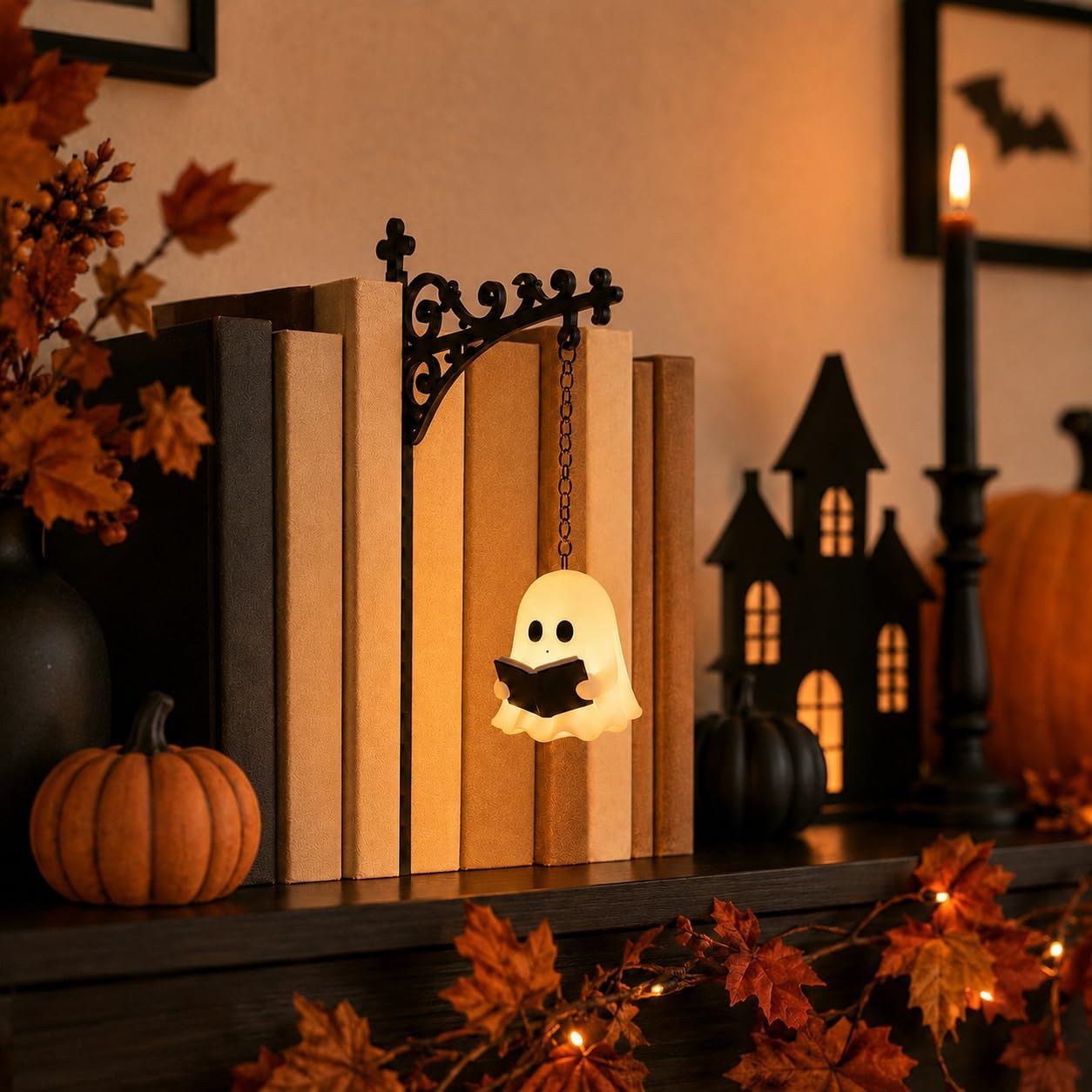 Geister-regallampe, Niedliche Geister-leselampe, Geister-lesefigur Als Halloween-dekorationslampe, Für Bücherregale, Leseecken Und Halloween-dekorationen