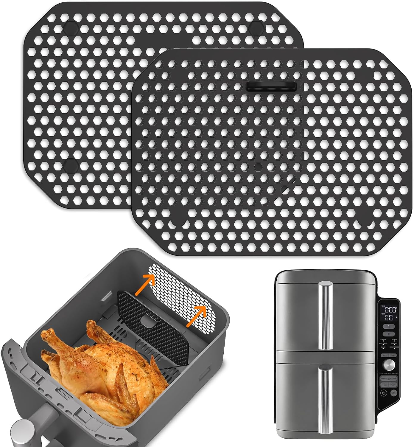 Stück Spritzschutzgitter Für Die Heißluftfritteusen Ninja Double Stack Xl Sl400eu & Sl300eu, Wiederverwendbare Silikon-form Für Heißluftfritteusen (zubehör Für Ninja Double Stack Sl400eu Und Sl300eu)