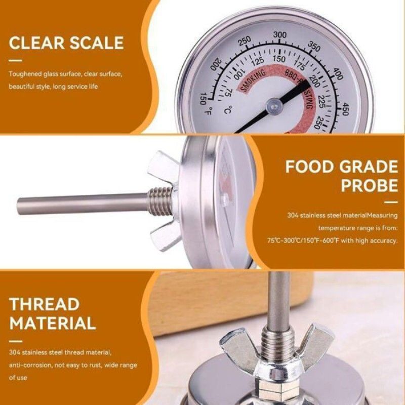Ofenthermometer – Edelstahl 304 – Messbereich 75 °c Bis 300 °c – Für Grill, Pizzaofen Und Smoker – 1 Stück