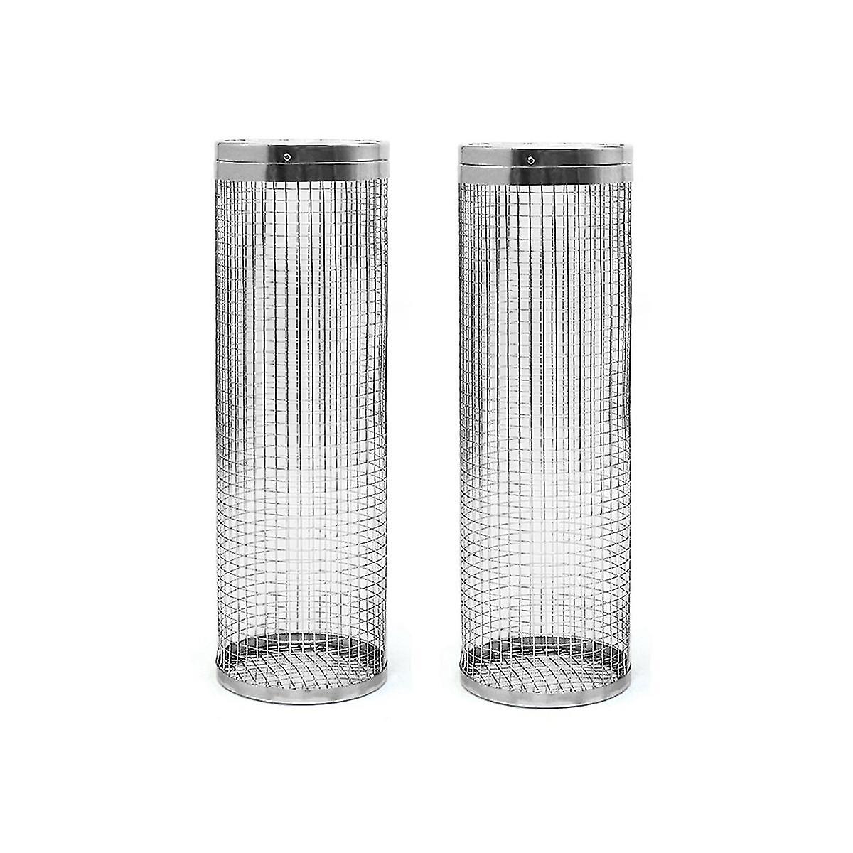 2 Rollbare Grillkörbe – Der Beste Grillkorb Aller Zeiten, Rundes Grillnetz Aus Edelstahl – Fk1 –