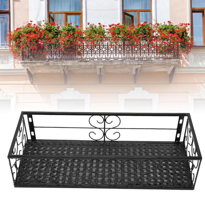 Balkon-blumenständer Aus Schmiedeeisen, Haken Für Hängende Töpfe Für Fensterbänke, Geeignet Für Geländer Von 2,5 Cm