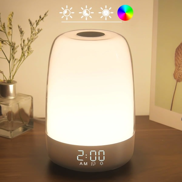 Touch-nachtlicht Mit Sonnenaufgangssimulation, 3-fach Dimmbare Warmweiße Rgb-tischleuchte Mit Timer-funktion