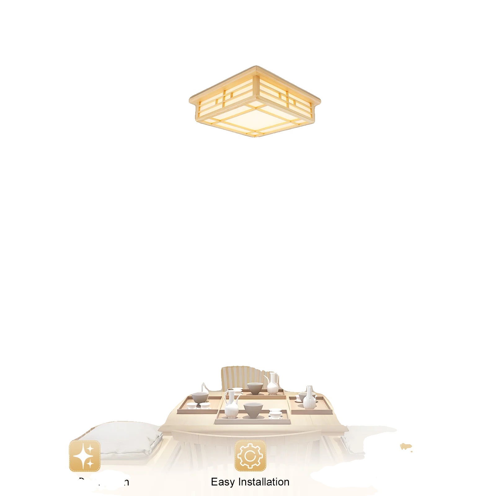 Deckenleuchte, 24 W, Warmweißes Licht (3000 K), Quadratische Form, 100–110 Lumen, Für Den Innenbereich