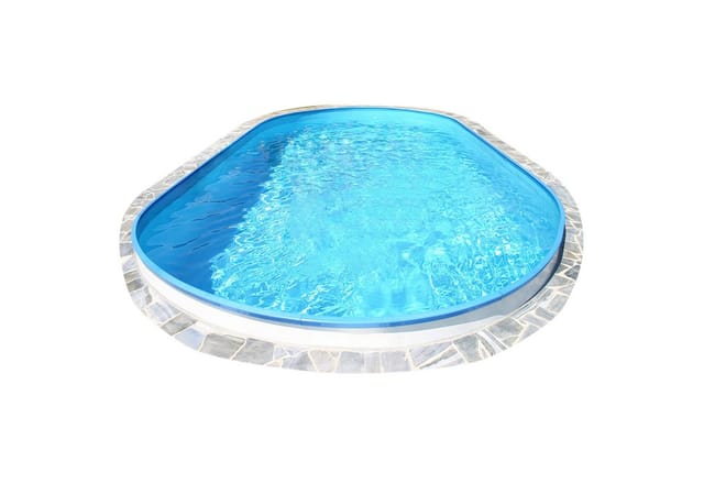 Stahlwandpool oval 490x300x120 cm, Stahl 0,4 mm weiß, Folie 0,4 mm blau, Einhängebiese