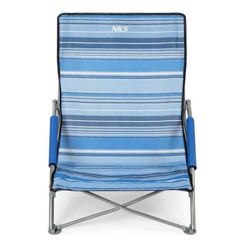 Strandstuhl – 16 Mm Stahl – 600d Oxford-gewebe – 57 X 64 X 40 Cm – Faltbar – 120 Kg – Blau/weiß – 1 Stück