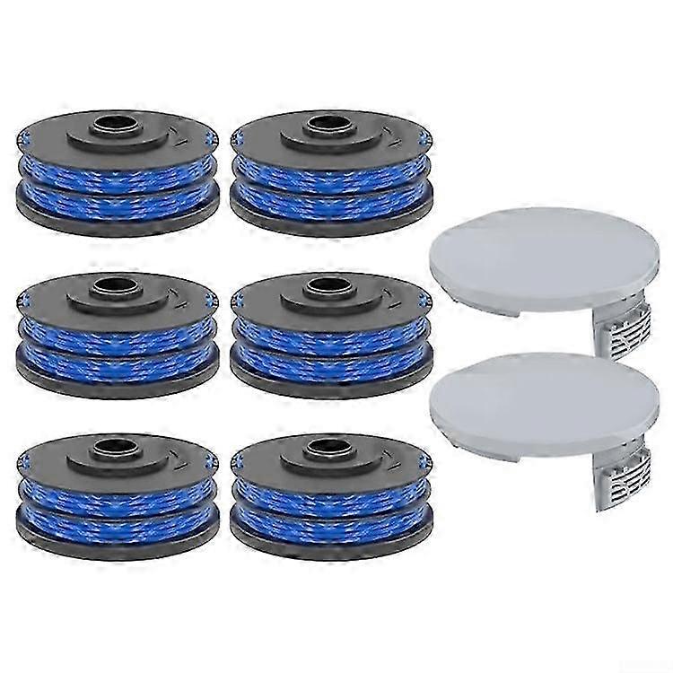 Passend Für Ryobi Modell Rac123 Spulen X 6 + Rac122 Kappe X 2 (set) Spulen Mit Grasköpfen (blau) Blau