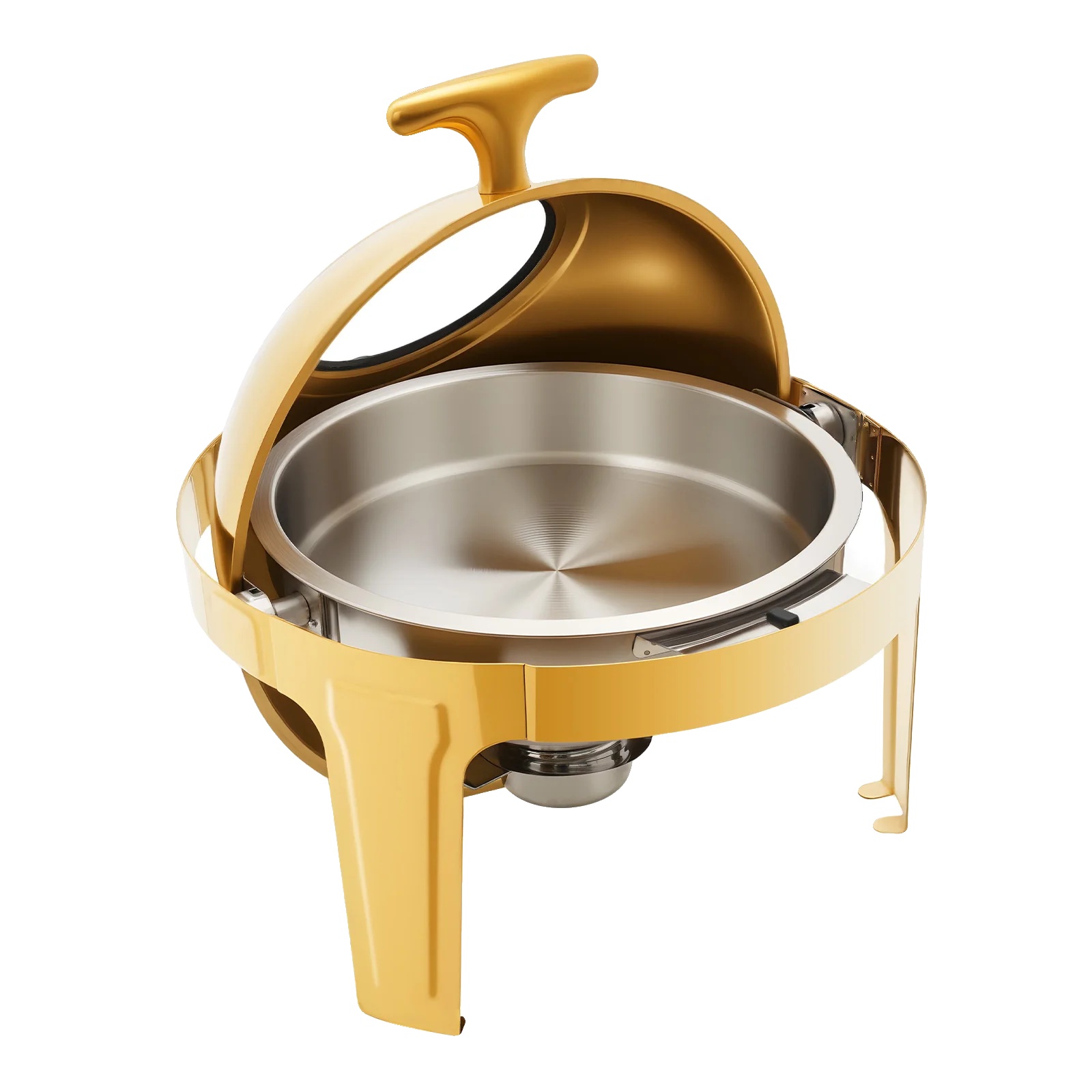Servierplatte, 6,34 L Fassungsvermögen, Edelstahl 201, Maximale Belastbarkeit 7 Kg, Höhe 43 Cm, Runde Form