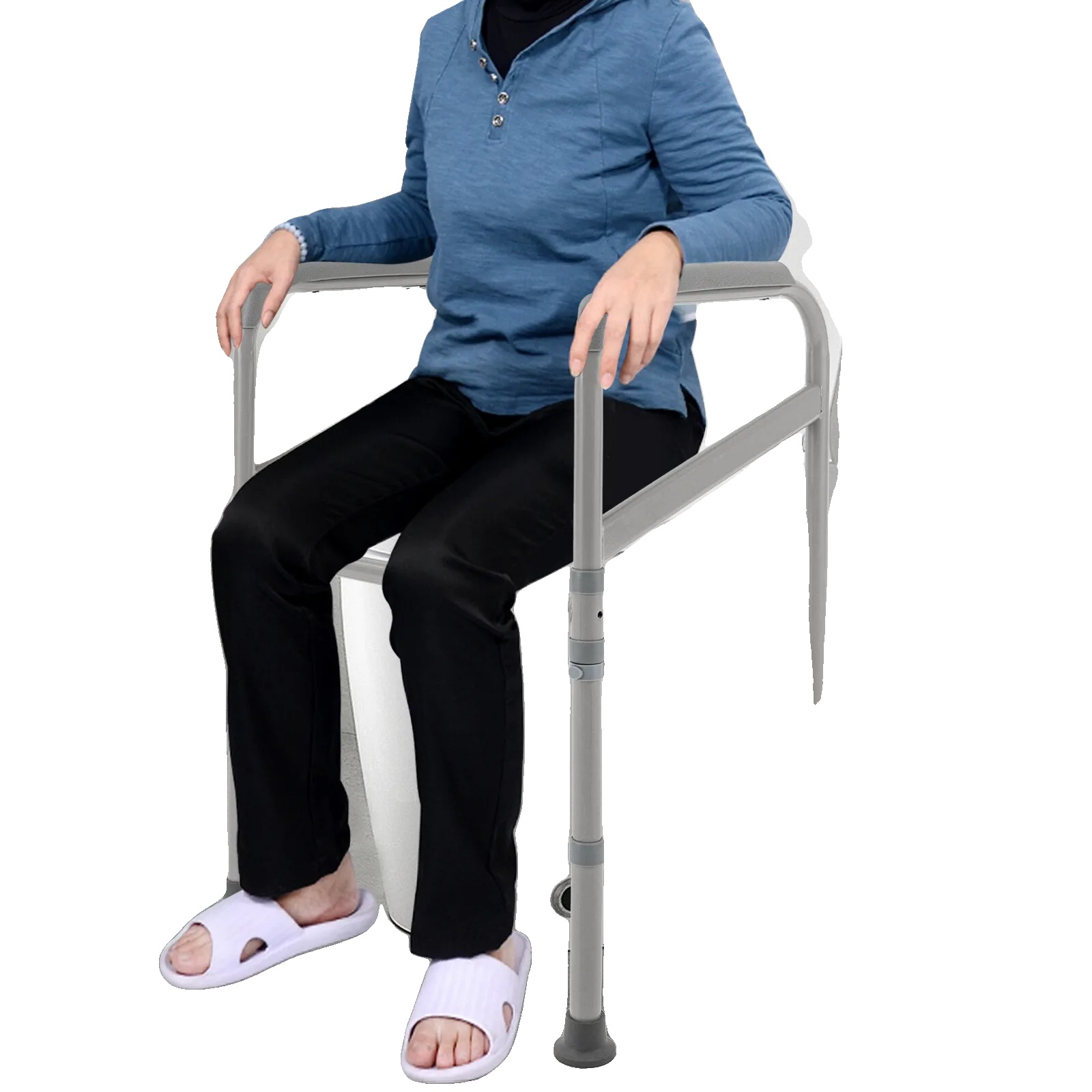 Toilettenhaltegriff, Tragkraft 200 Kg, Höhenverstellbar, Klappbar, Rahmen Aus Kohlenstoffstahl, Ergonomische Griffe