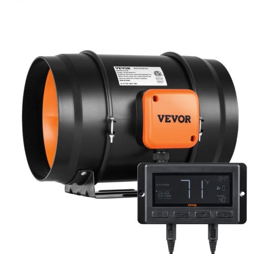 VEVOR Inline-Rohrventilator 203,2 mm 506,2 CFM mit Temperatur- und Feuchtigkeitsregler, leiser Abluftventilator mit EC-Motor