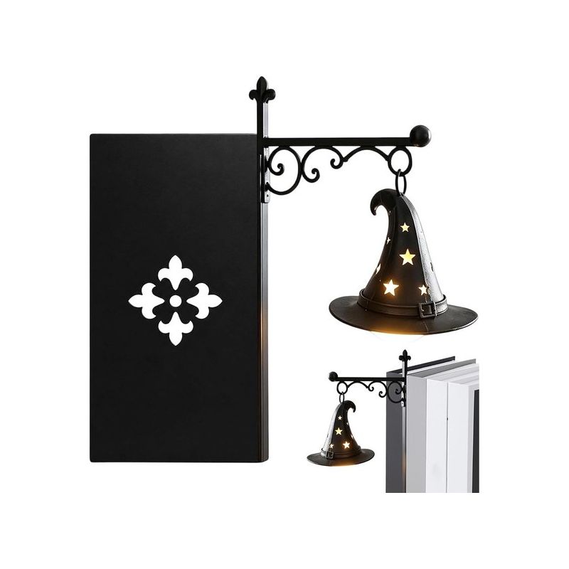 Retro-bibliothekslaterne, Leselampe Im Hexenhut-stil, Lesezeichen Im Hexenhut-stil Aus Metall, Dekorative Regalbeleuchtung, Antike Led-ecklampe