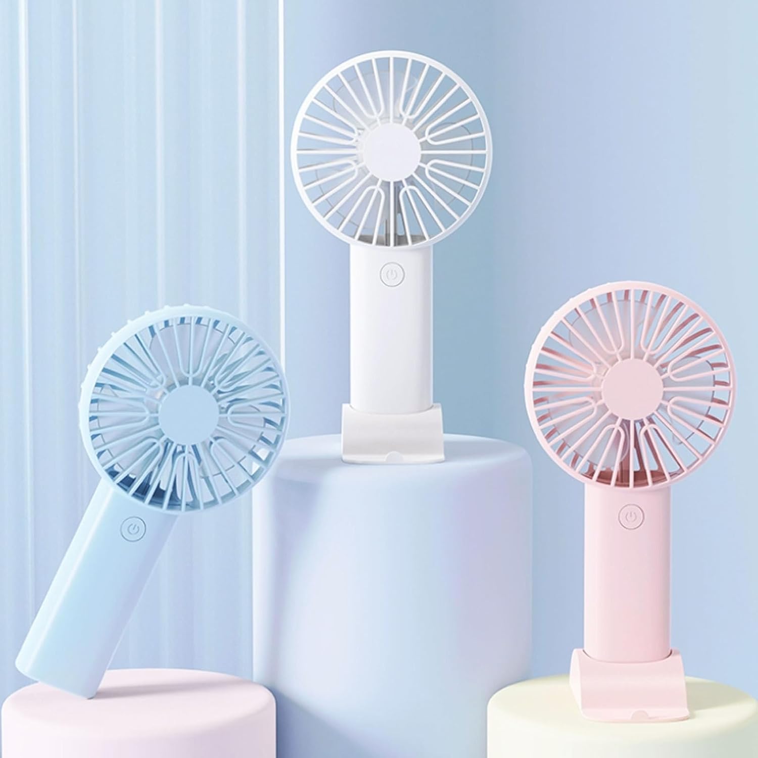 3er-pack Tragbarer Mini-handventilator Mit Ständer, 3 Geschwindigkeitsstufen, Usb-wiederaufladbar, Für Reisen, Büro Und Outdoor-aktivitäten