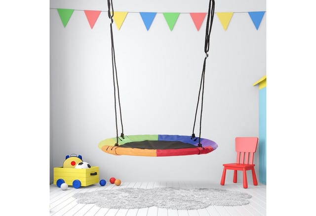 Relaxdays Nestschaukel, Ø 100 cm, Kinder & Erwachsene, höhenverstellbar, bis 150 kg, Outdoor Hängeschaukel Garten, bunt