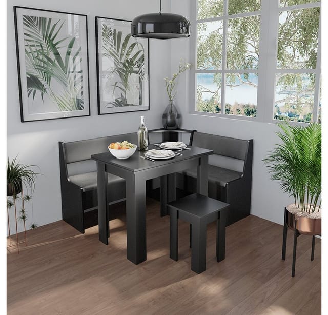 Esstisch mit Stuhl Roman, Schwarz, 90 x 60 cm Vicco