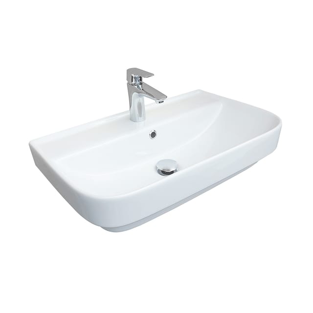 Waschbecken Slim Waschtisch Überlauf Spülbecken Keramik Hängewaschbecken 55cm