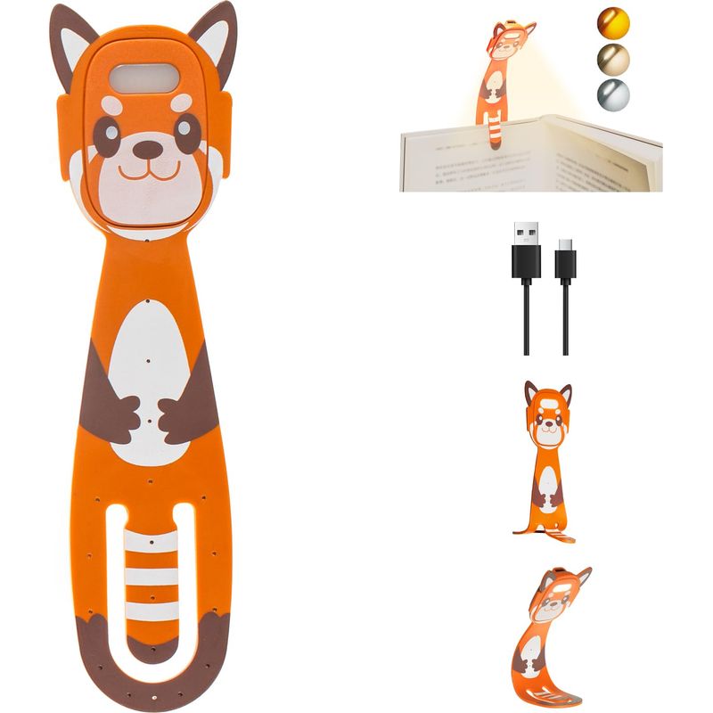 Wiederaufladbare Mini-led-leselampe Fürs Nachttischlesen Mit Clip, Kleine, Dimmbare Lampe, Kabelloses Usb-lesezeichen Fürs Bett (orange) [energieklasse D]