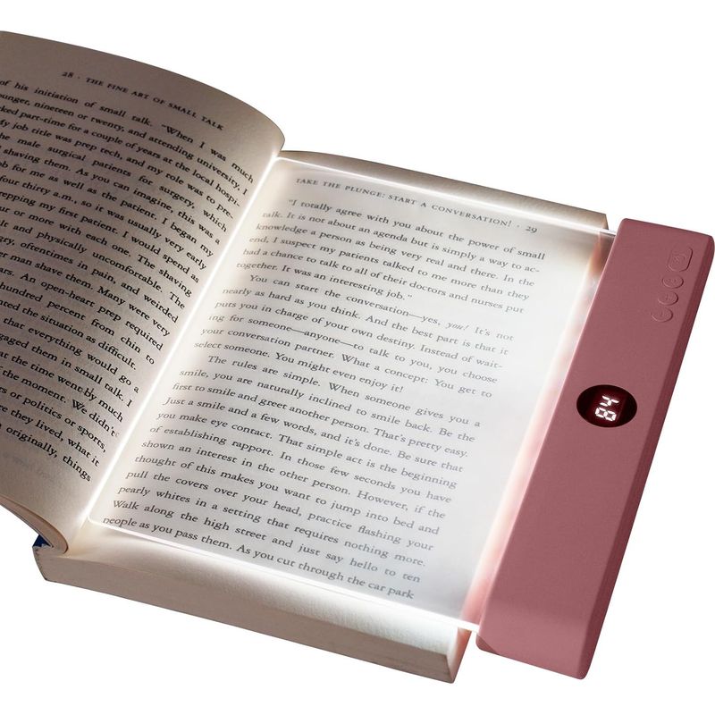 Flache Led-leseleuchte, Ideal Zum Lesen Im Bett, Mit Leseseitenbeleuchtung Und Augenschutz – Pink