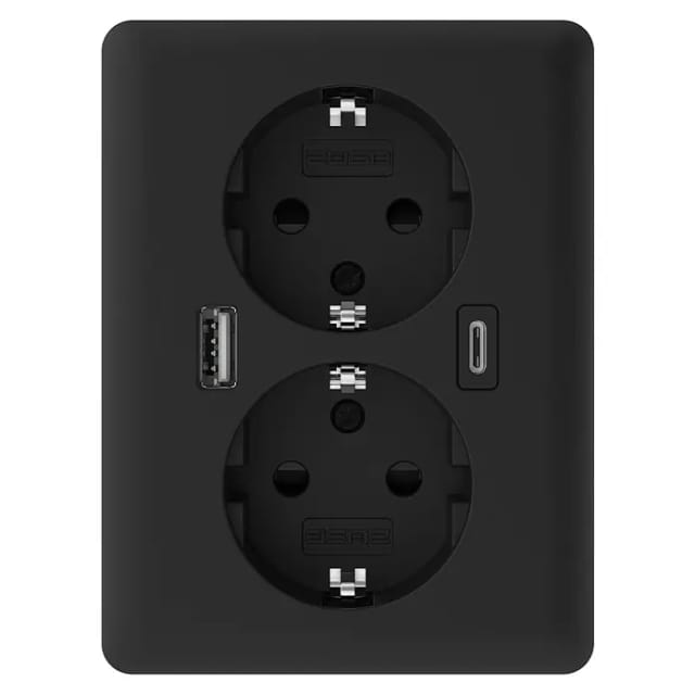 2U-449719 Unterputz-Dose mit usb-c®, mit USB-Ladeausgang Schwarz (matt) - 2usb