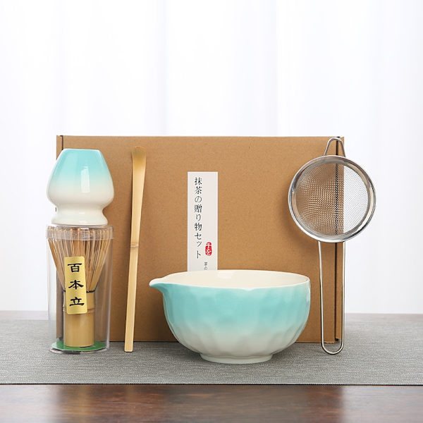 Keramik-teeservice, Bestehend Aus Matcha-schale, Matcha-besenhalter Und Matcha-besen, 5-teiliges Set – Perfektes Türkis