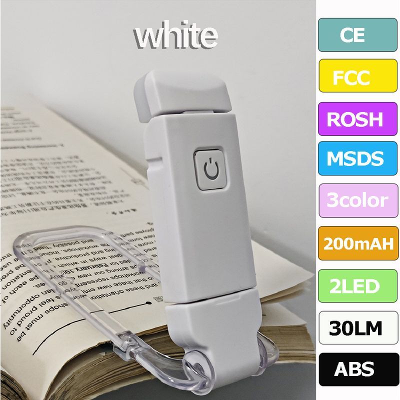 Wiederaufladbare, Faltbare Leselampe Über Usb, Tragbare Lesezeichenlampe Mit Einstellbarer Helligkeit, Ein Muss Für Bücherliebhaber, Weiß.