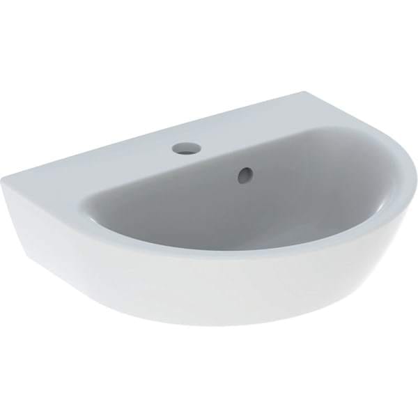 Geberit Handwaschbecken Renova mit HL mittig, mit ÜL 450x360mm weiß
