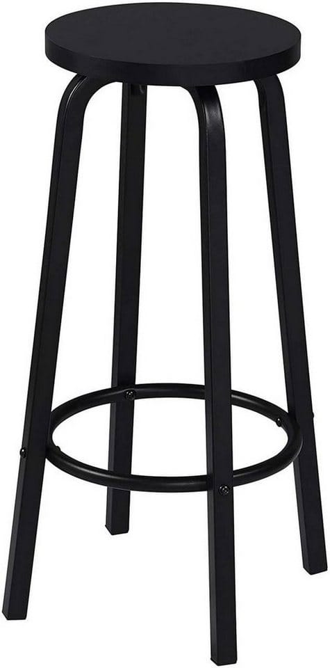 Barhocker 2er-Set Bistrohocker Tresenhocker Barstuhl aus mdf & Metall, runde Sitzfläche, Schwarz - Woltu