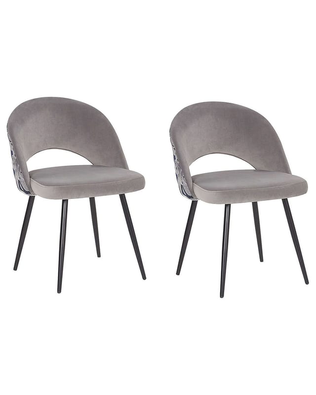 Esszimmerstuhl Grau Polsterbezug Wohnzimmer mit floralem Muster Esszimmer Küche abgerundete Form Elegant Klassisch
