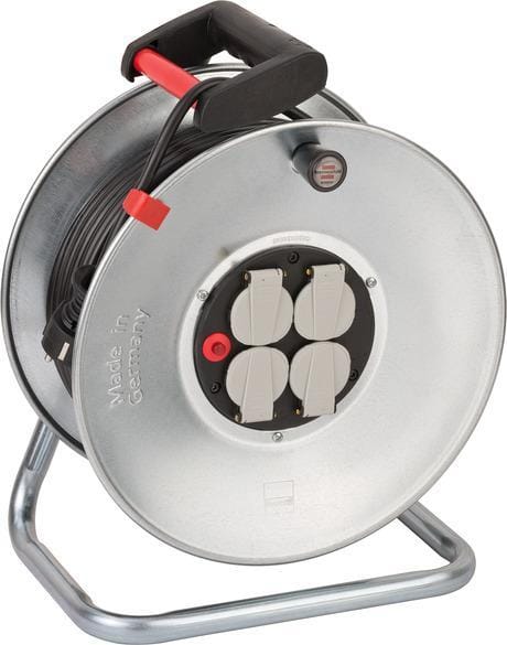 Brennenstuhl - Garant s 4 Export Kabeltrommel 50m (aus Stahlblech, für den Einsatz im Innenbereich, Made in Germany) silber