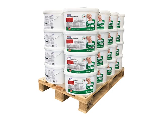 E-delux - Wandfarbe profhome Objektweiß Innenfarbe Farbe hochergiebig gut deckend matt weiß 1 Pal. 400 l für 2560 qm