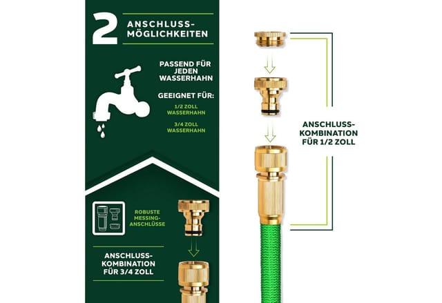 Tresko - Premium Gartenschlauch Flexibler Wasserschlauch dehnbarer Flexischlauch Grün 7,5m