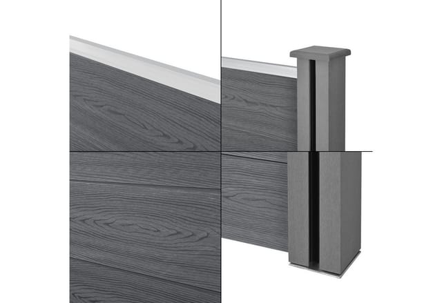 Neu.holz - Gartenzaun Getafe wpc mit Pfosten 183x531 cm Grau