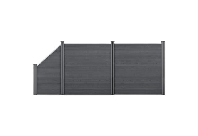 Neu.holz - wpc Gartenzaun mit Schrägelement 183x451 cm grau [ ]