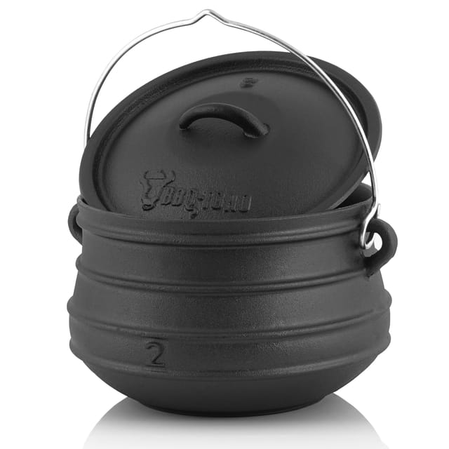Potjie ca. 6 Liter, Südafrikanischer Kochtopf aus Gusseisen ohne Füße für offenes Feuer - Bbq-toro