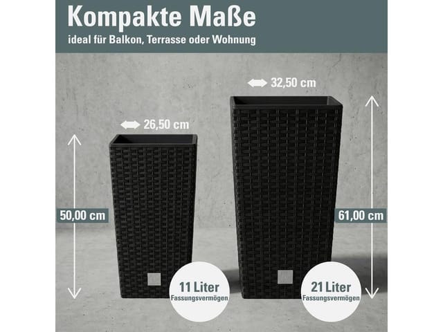 Rato DRTS325 Hoher Blumentopf mit Einsatz Anthrazit