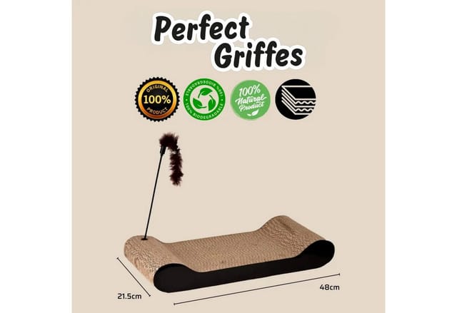 Venteo - Perfect Claws Katzen Kratzmatte ™ - Kratzmatte für Krallen - Aus Pappe - Erwachsene - Mit Katzenminze und Staubwedel