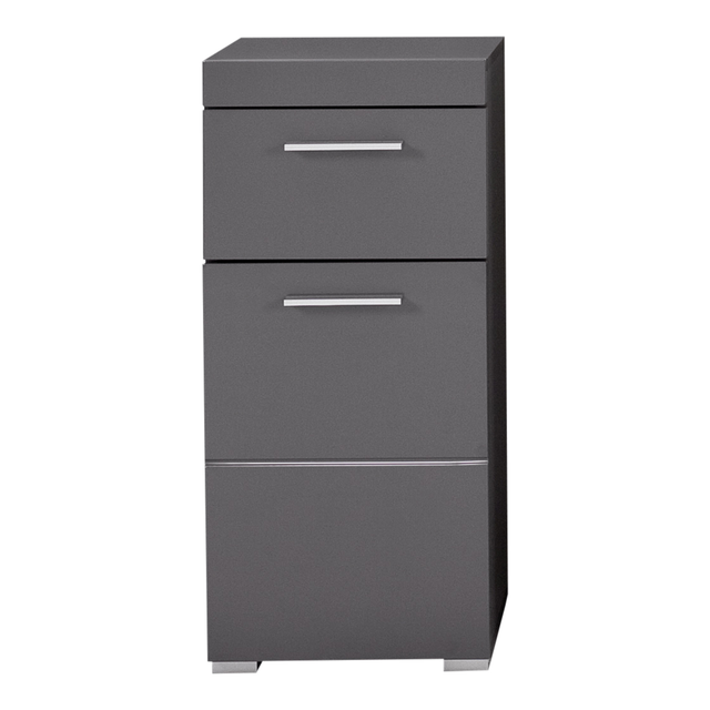 trendteam Kommode Badezimmerschrank Standschrank Badschrank Amanda Grau Glanz 37 x 79 cm
