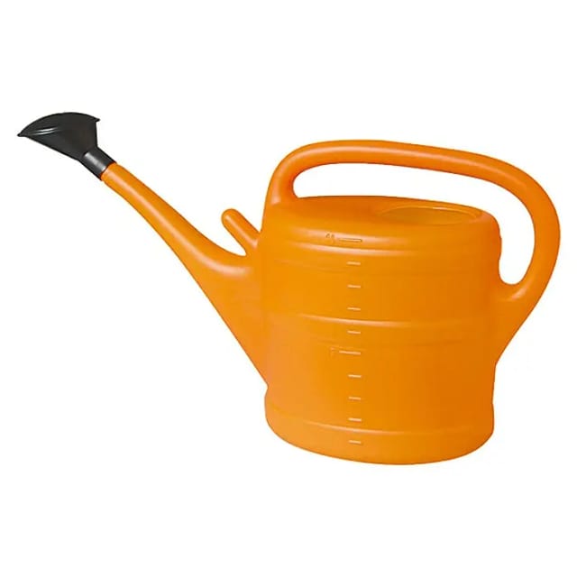 Geli - Gießkanne , 10 Liter, aus Kunststoff in orange, 56x32x18,5 cm, mit Brause und Längsbügel
