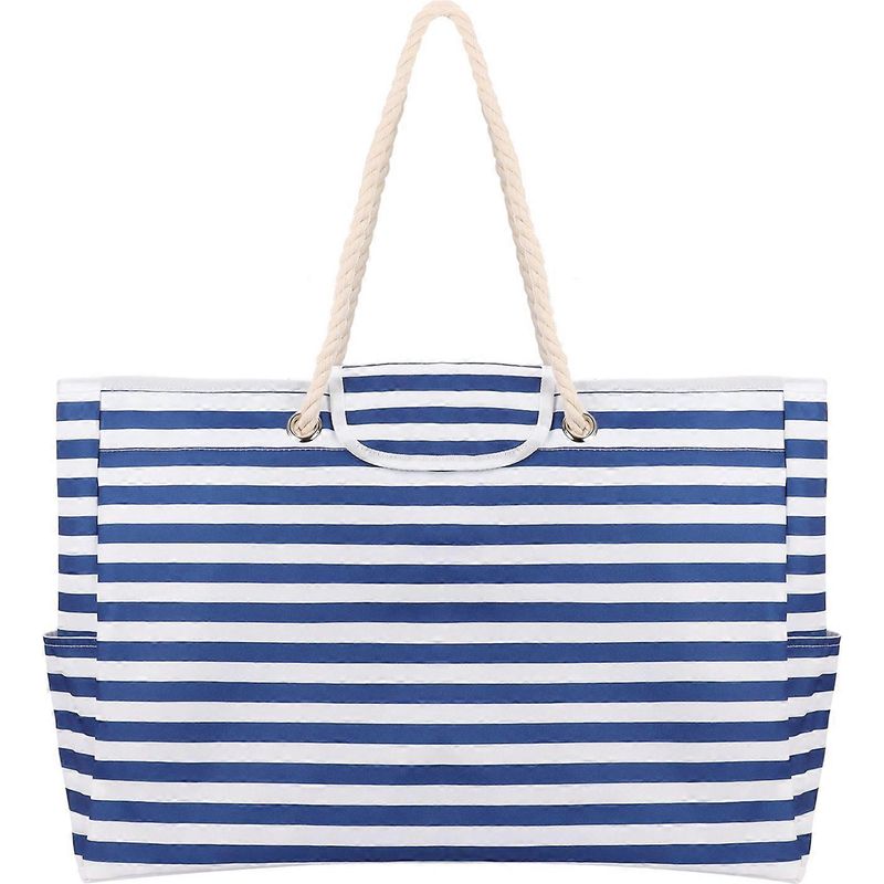 Strandtasche, Waschbare, Gestreifte Tasche Zur Aufbewahrung Von Strandspielzeug, Badesachen Und Anderen Accessoires Für Jungen Und Mädchen, Ideal Zum Einkaufen Und Für Picknicks. Perfekt Für