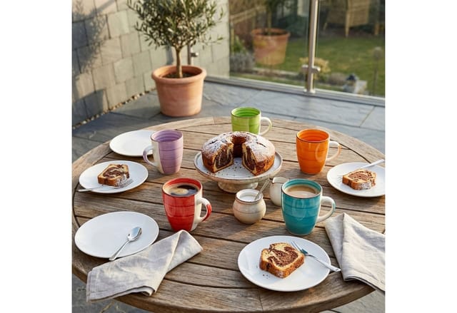 Porzellan Kaffeebecher 6er Set - bunt - Kaffeetasse Kaffe Pott Mug Tasse Becher farbig