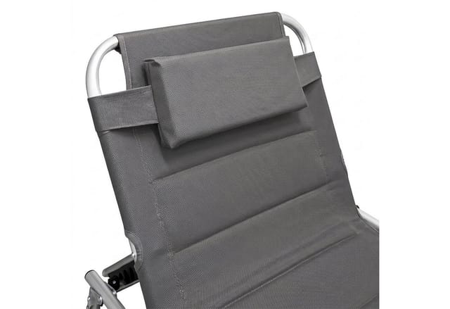 Spetebo - xxl Aluminium Gartenliege 200 x 70 cm - grau - Relax Sonnenliege mit Kopfkissen