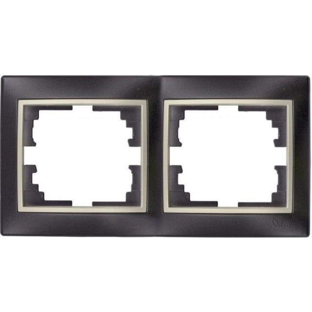 Rahmen für 2 horizontale Elemente, schwarzer Rahmen und Perlenreifen, 154 x 81 x 10 mm, Europa-Serie Solera ERP72NU