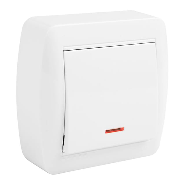 Einpoliger Schalter mit Kontrollleuchte, 74x72x28mm E3/42975 Platte