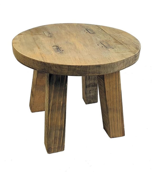 Echtholz Blumenhocker rund natur - 25 x 20 cm - Deko Pflanzen und Blumen Hocker aus Holz