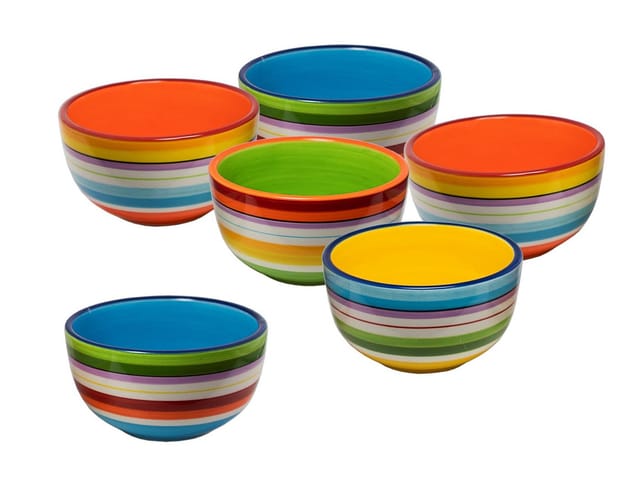 Porzellan Müslischale ø 13cm bunt - 6er Set - Müslischüssel Obst Schale Schüssel